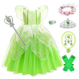 跨境外贸奇妙仙子小叮当女童公主裙小精灵连衣裙儿童表演演出礼服