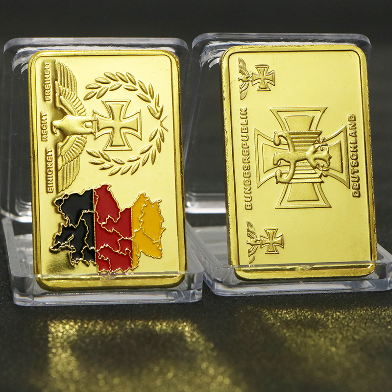 外国纪念币 方形地图块镀金块金币收藏纪念外币 方形金条金块纪念