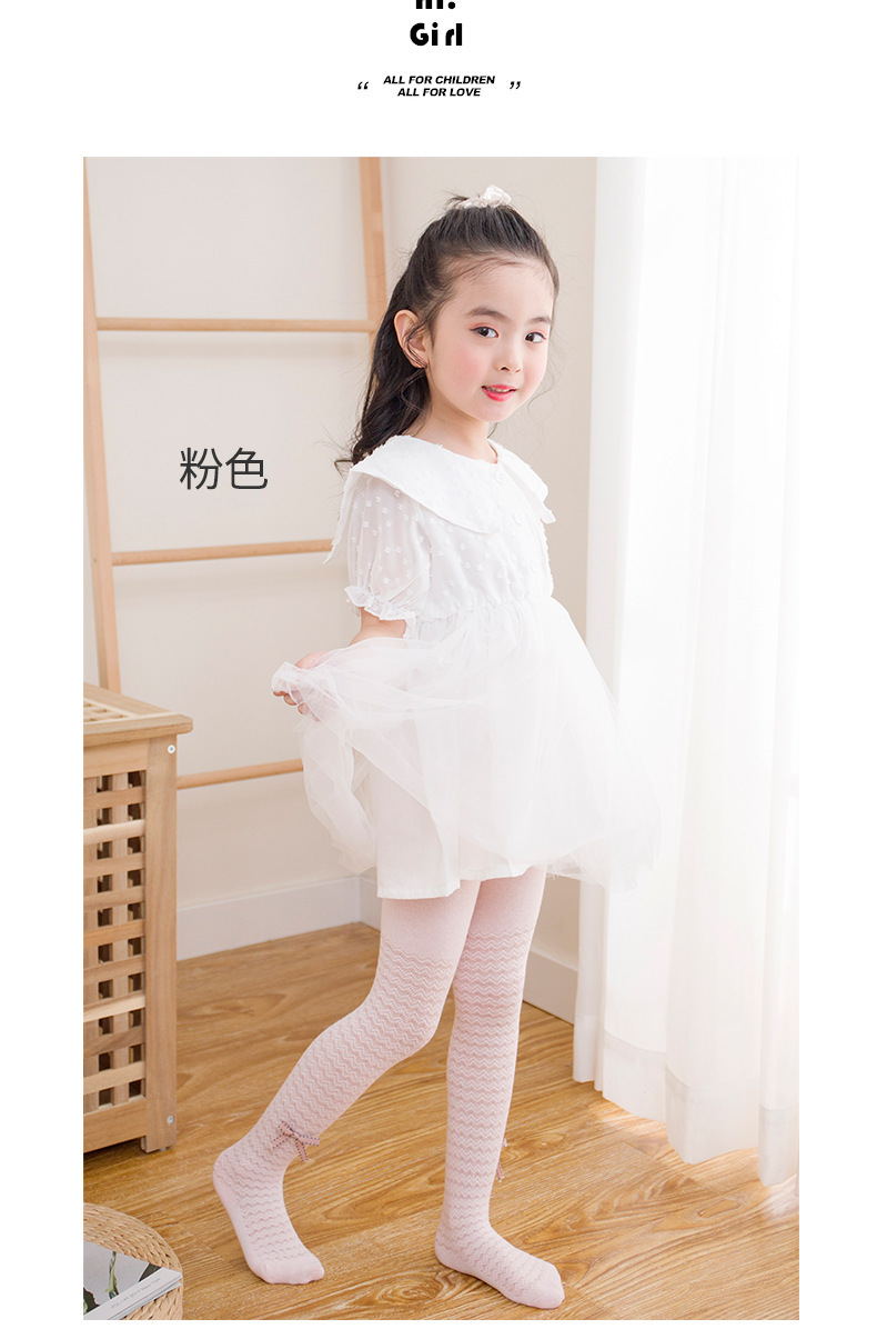 新夏款小童连裤袜 镂空女宝宝波浪纹蝴蝶结防蚊连裤袜 婴幼儿袜裤