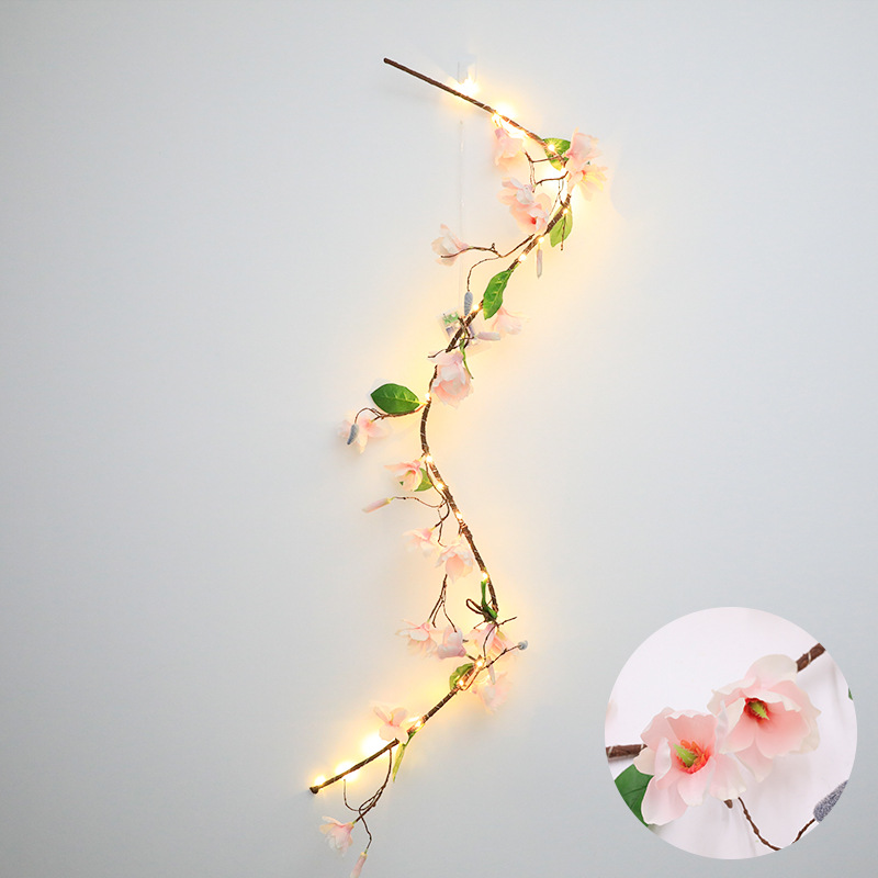 New Artificial Rose Lighting Chain Rose Floral Series Lighting Chain Room Wedding Celebration Decoration Cherry Blossom Lamp Ambience Light