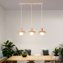 简约现代餐厅灯吊灯木质LED北欧原木灯实木长条吧台灯具灯饰批发