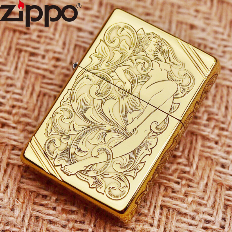 zippo 之宝 黄铜1937精雕唐草仙子