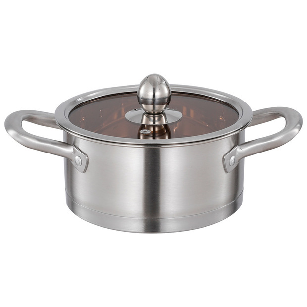 定制304不锈钢双耳汤锅小火锅直角餐厅涮涮锅锅酒店火锅锅具