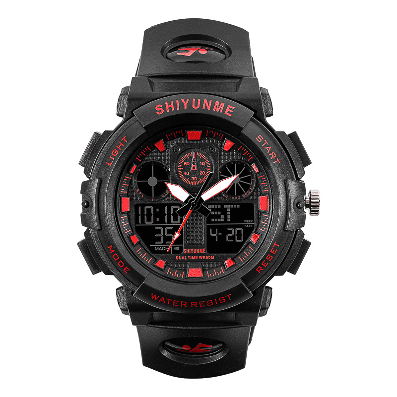 shiyunme多功能潜水男士双显手表 户外运动多功能电子手表学生led