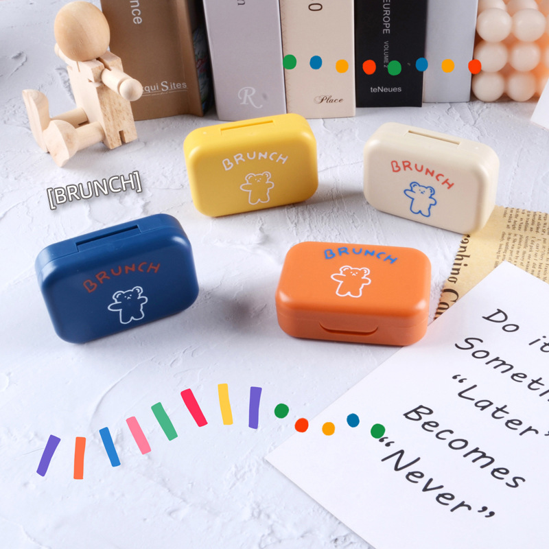 New Cute Bear Colored Contact Lenses Case INS Style Cartoon Contact Lens Case Couple Companion Box Portable Care Collection Box