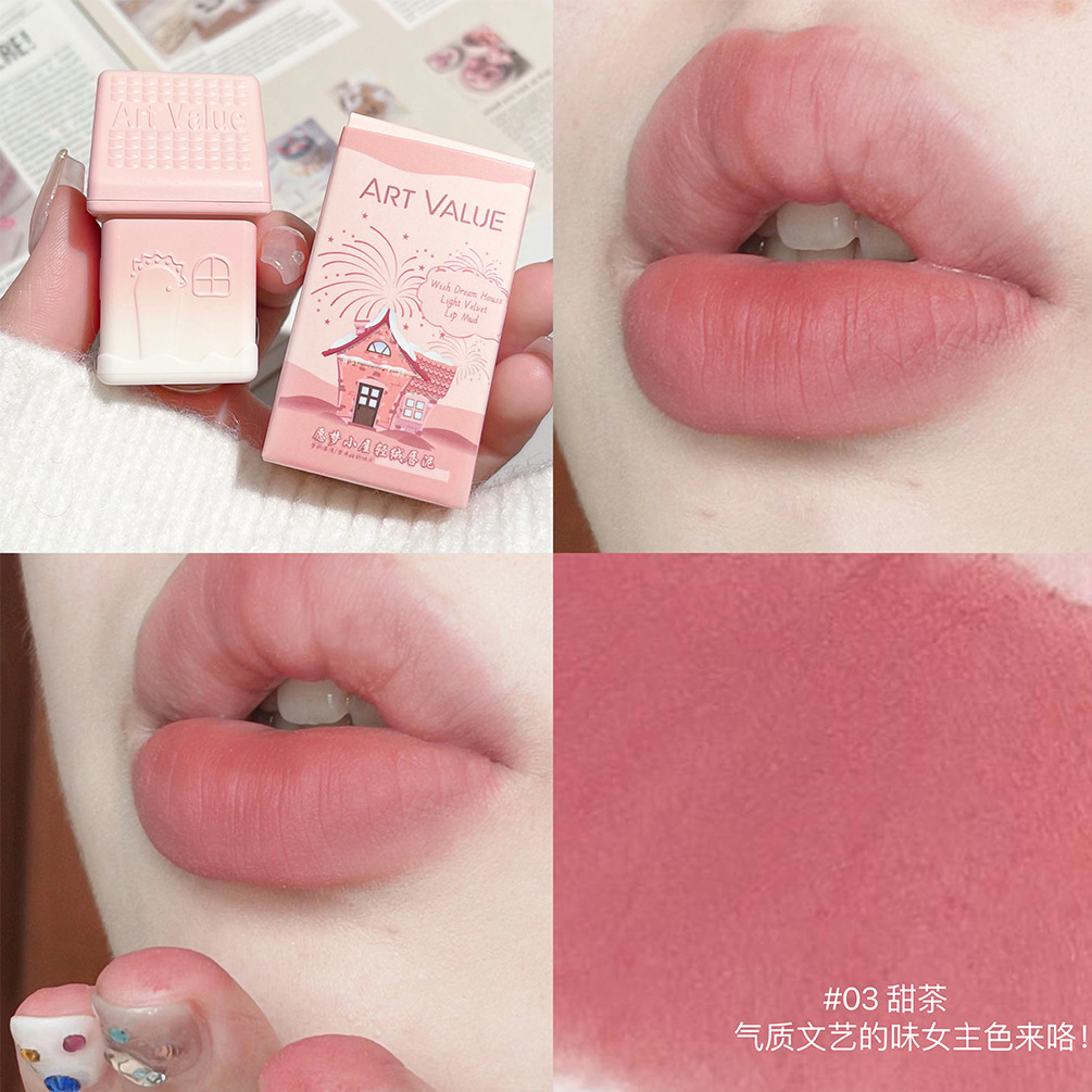 One Bedroom and One Living Room Dream House Lip Lacquer Lip Mud Female Good-looking Silicone Brush Matte Velvet Fake Plain Face White Lipstick