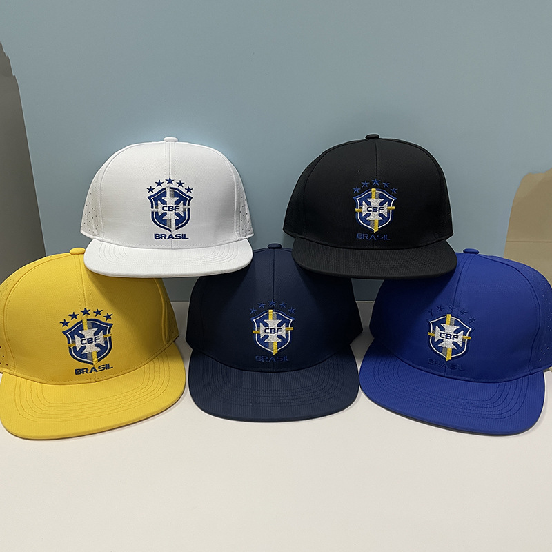 cbf五星巴西足球队帽子夏季网眼帽平沿帽男女梅西c罗内马尔棒球帽