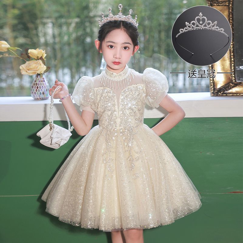 花童婚礼纱裙小主持人钢琴表演礼服女童连衣裙儿童公主裙女孩裙子