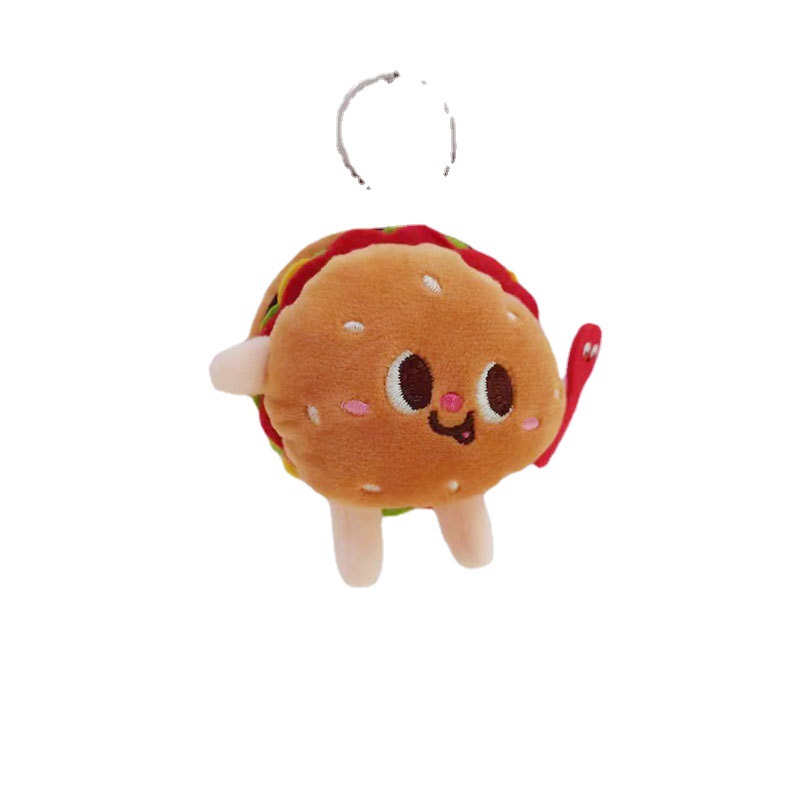 Creative Plush Hamburger Fries Keychain Handbag Pendant Doll Gift Crane Machine Doll Plush Toys Wholesale
