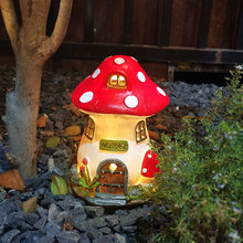 蘑菇小夜灯太阳能童话小房子花园摆件草坪造景布置阳台园艺杂货