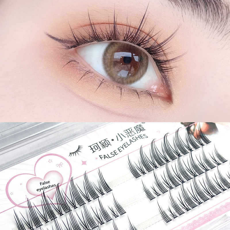 Ke Ying Little Devil False Eyelashes Single Cluster Mom Raw Eyelashes Female Students Natural Messy Style