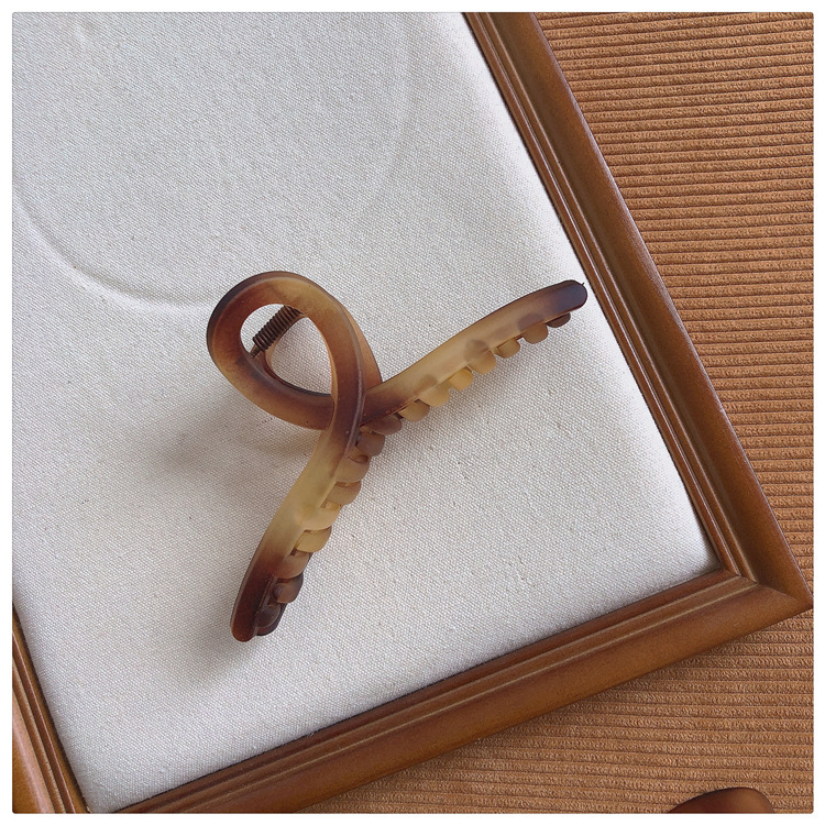 Amber Hairpin! Frosted Large Grip Elegant Brown Matte Back Head Barrettes Shark Clip Hair Accessories