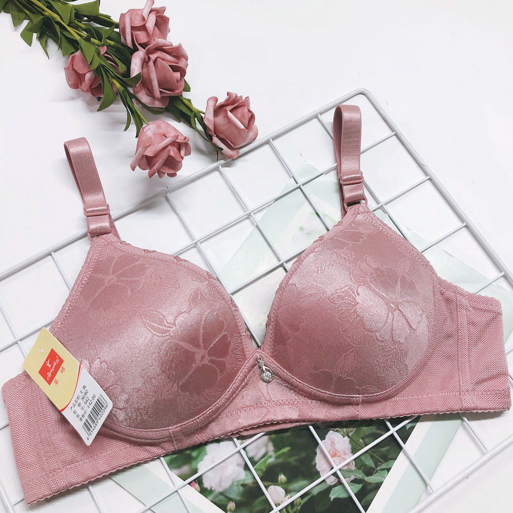 新款莹嫦542无钢圈文胸薄款b杯棉质透气孔里杯提花立体内衣弹力好