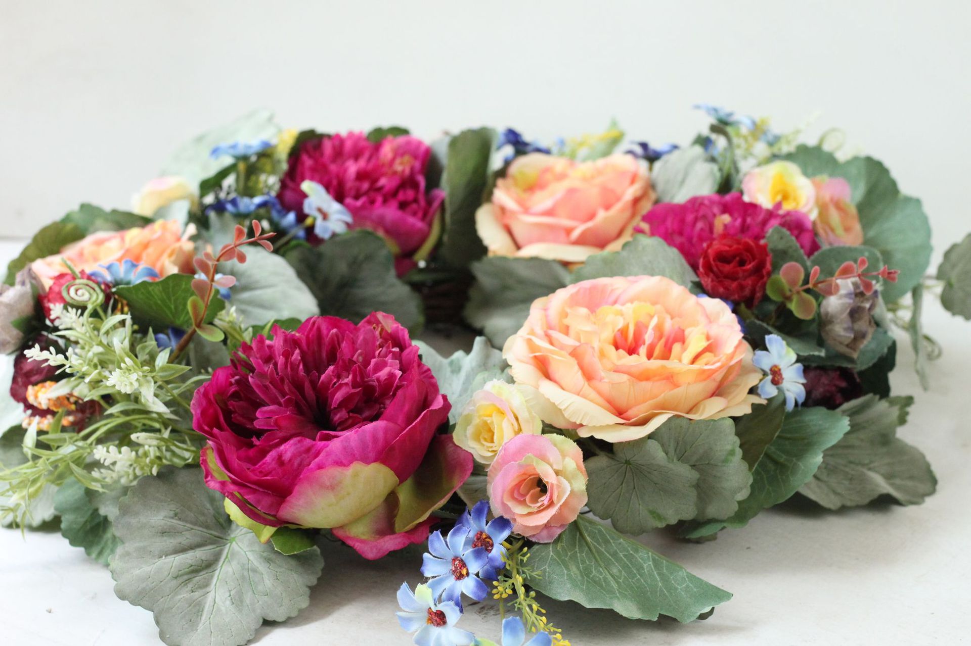 秋季新款花环门环绢花绢布牡丹花环门饰壁饰感恩节丰收节圣诞节