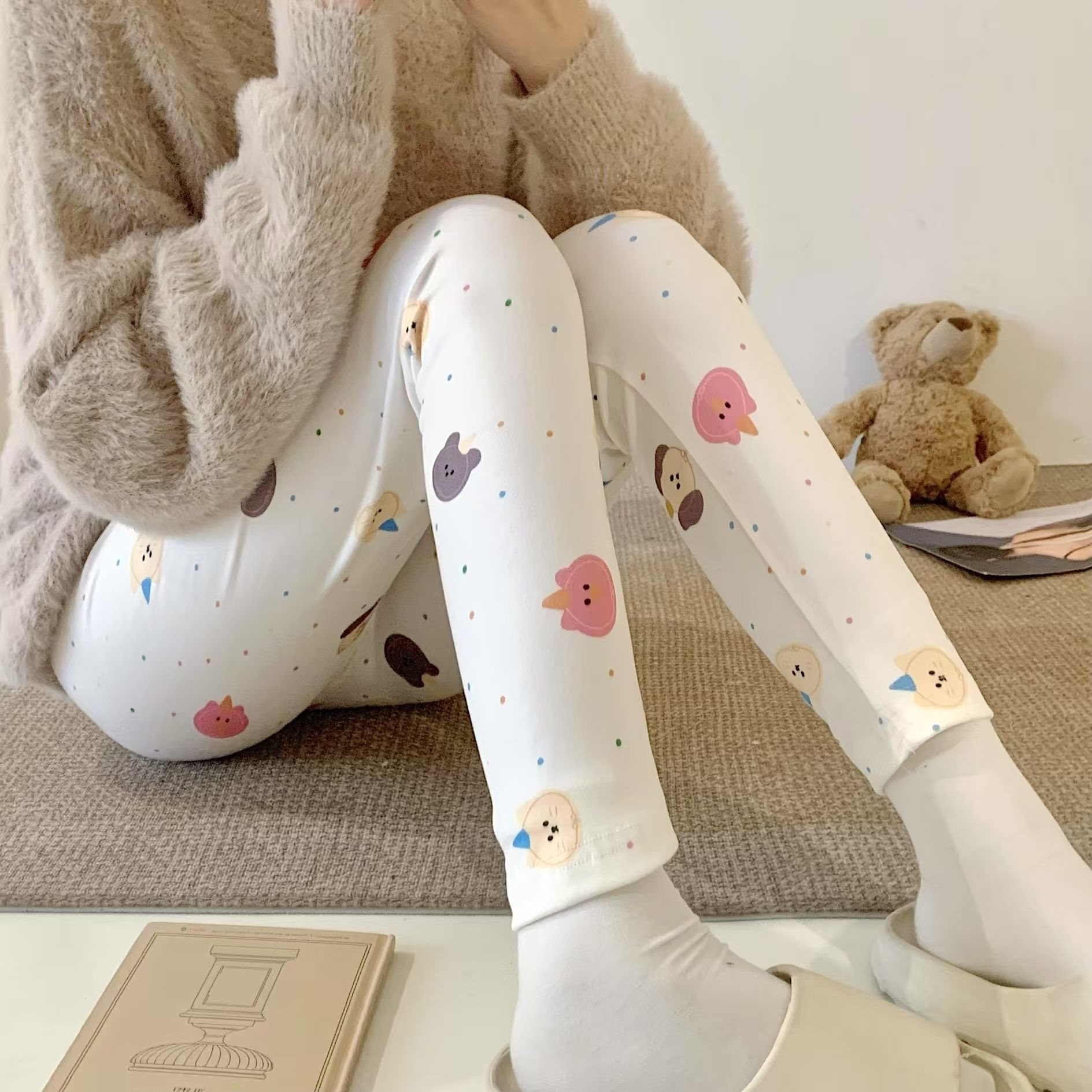 春夏女士打底裤德绒速热秋裤长裤内穿衬裤卡通居家可爱睡裤保暖裤