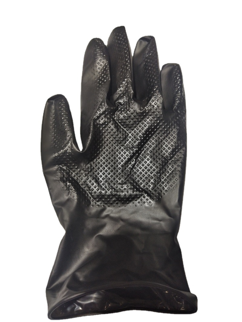 一次性黑色手套钻石点染发汽修工业防护防磨混合丁腈手套加厚10克