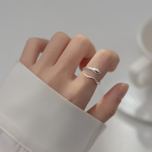 S925纯银戒指简约动物食指戒个性时尚蛇形可调节手饰品送女友礼物