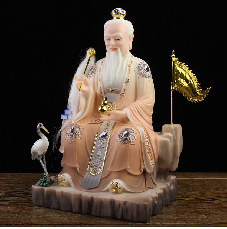 汉白玉石太白金星神像居家供奉家用黄玉树脂佛像彩绘客厅祝福摆件