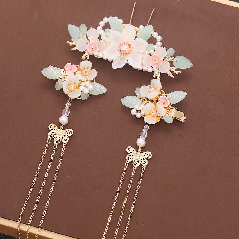 汉服头饰发夹古风簪子流苏步摇盘发超仙古装发饰边夹全套配饰品女