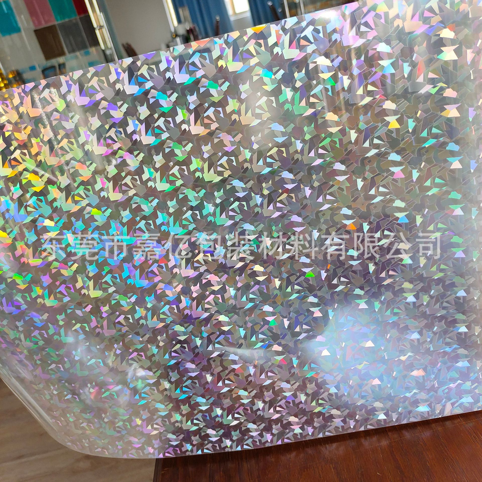 pet镭射破裂纹小圆点 镭射满天星亚克力装饰膜 pet玻璃镭射装饰膜