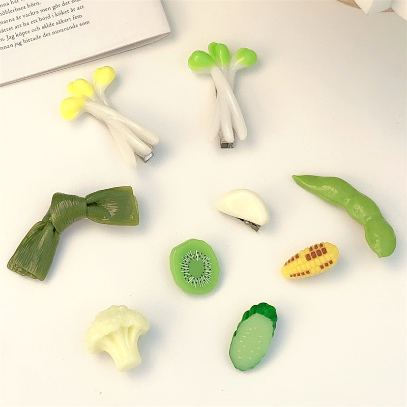 Acrylic Fun Vegetable Barrettes Seaweed Cauliflower Clip Garlic Cucumber Hairpin Funny Corn Side Hairpin Hair Ornaments