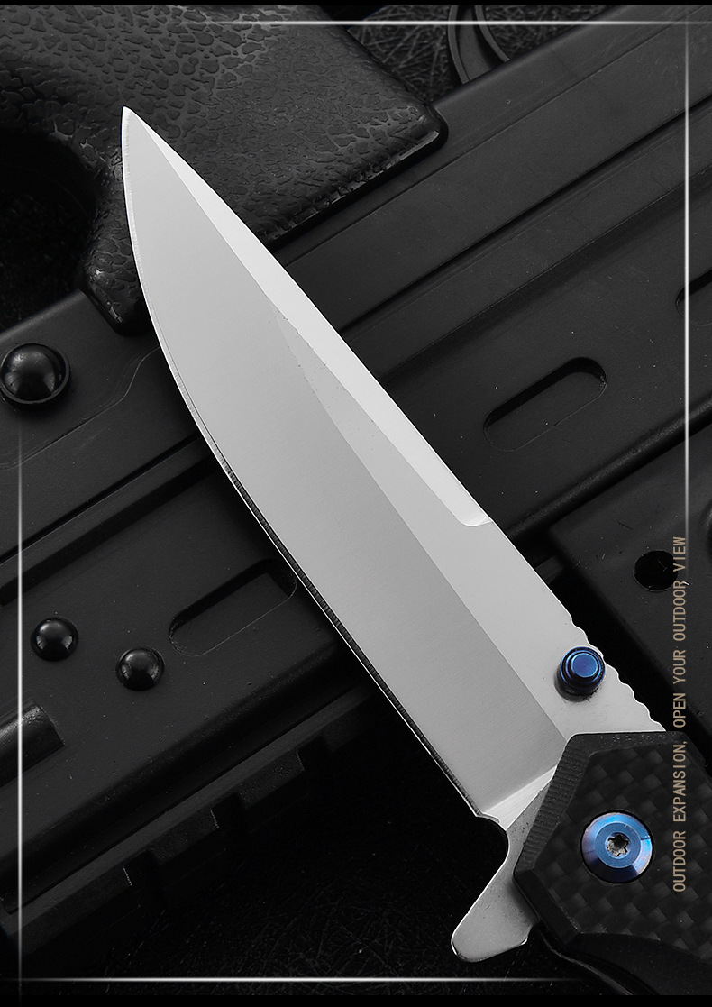 碳纤维柄d2钢刃轴承折刀口袋刀高硬度折叠刀野营战术户外刀具猎刀