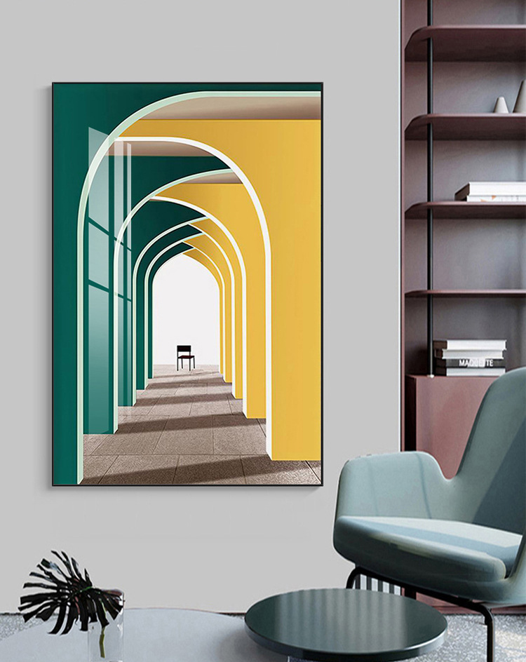现代简约玄关装饰画走廊尽头背景墙壁画延伸建筑空间北欧餐厅挂画