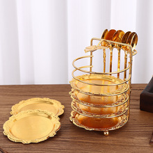 欧式高档金色杯架家用餐碟架套装零食小吃碟糖果水果盘饰品收纳碟