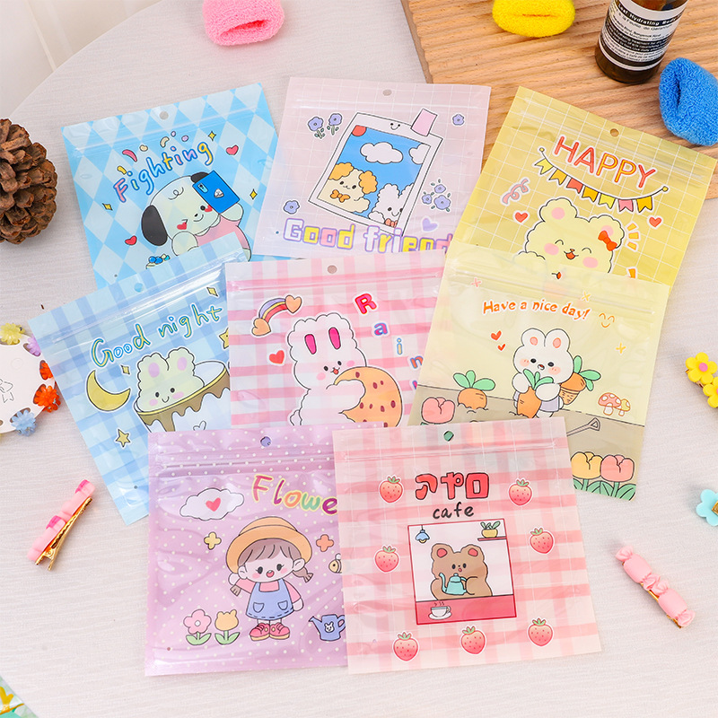 Customized Cartoon Animal Printing Packaging Bag Cute Color Plastic Ziplock Bag Transparent Yin and Yang Ornament Envelope Bag