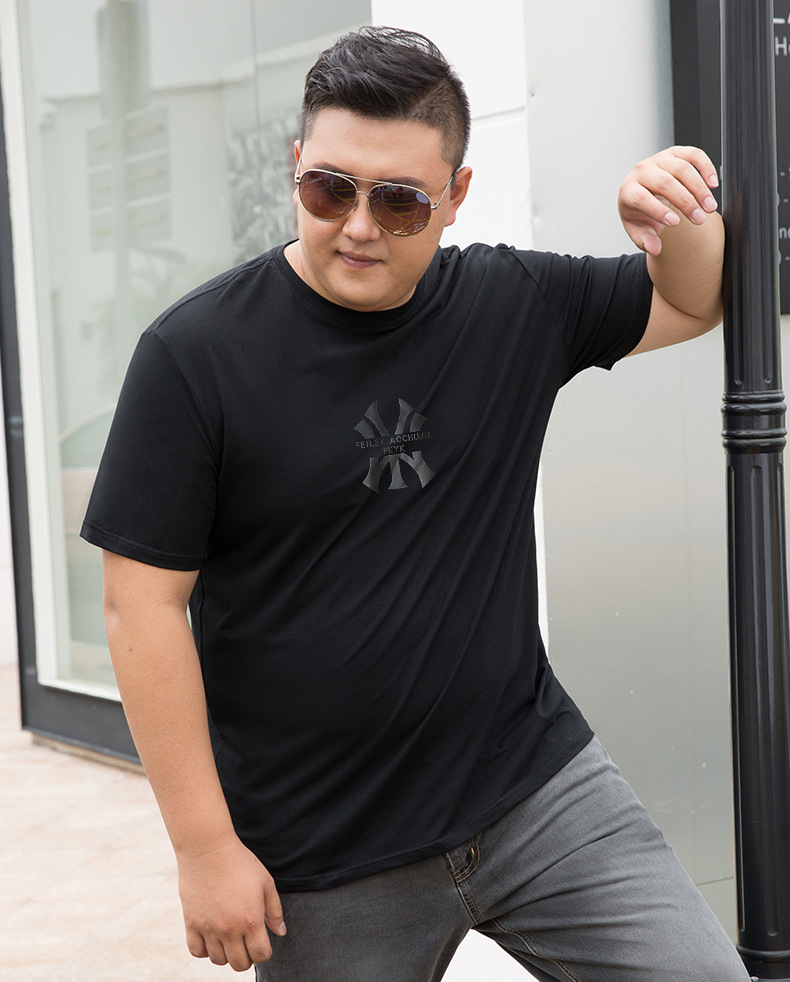 大码t恤男加肥加大潮胖子夏季男装短袖上衣肥佬宽松男士打底衫男