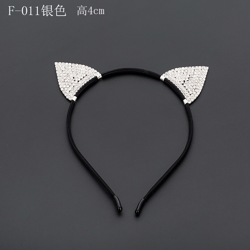 韩版卖萌物自拍可爱手工镶钻小恶魔猫耳朵发箍头饰细发卡批发直供