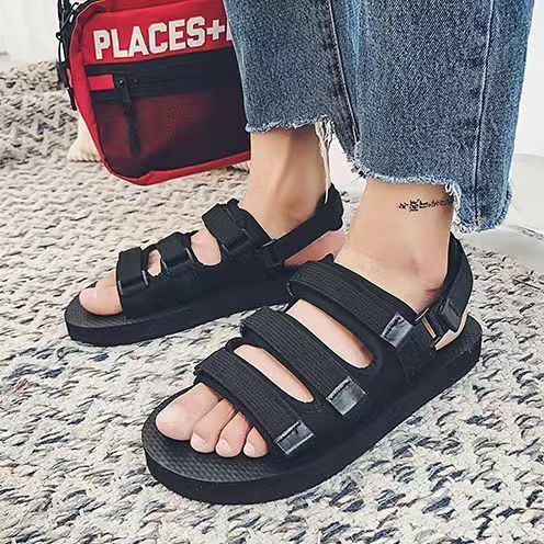 网红凉拖鞋男夏室外穿时尚一字拖韩版潮流情侣学生防滑休闲沙滩鞋