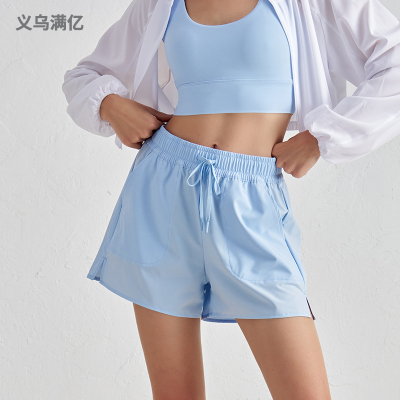 SZ防晒抽绳跑步短裤长跑马拉松运动宽松休闲瑜伽裤外搭口袋健身裤