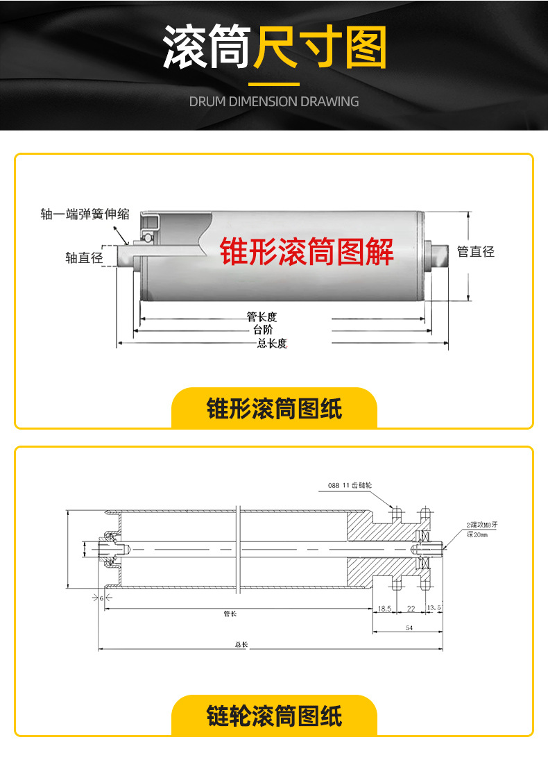 无动力滚筒结构图图片