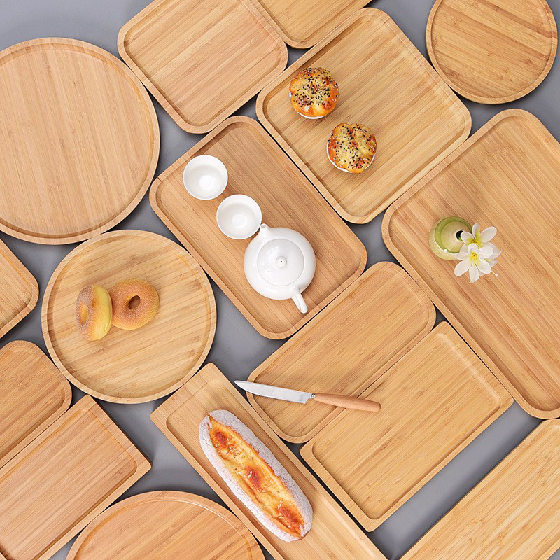 wholesale tea tray bamboo tray bamboo tea tray japanese bamboo tray rectangular snack plate round tea set fruit plate