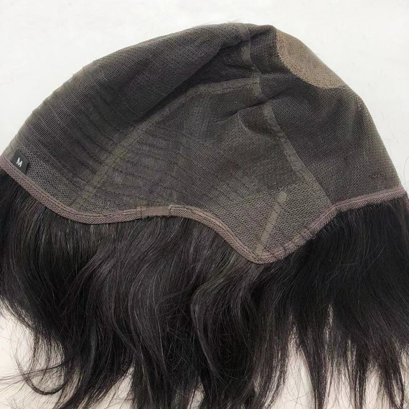 毛胚假发头套咖网九分头递针旋逼真半头补发盖白手钩真发补发
