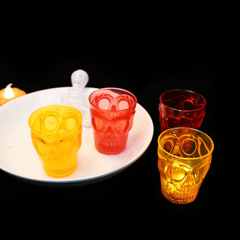 In Stock Wholesale Bar Nightclub Party Glowing Props Mini Light Skull Wine Glass Halloween Luminous Wine Glass
