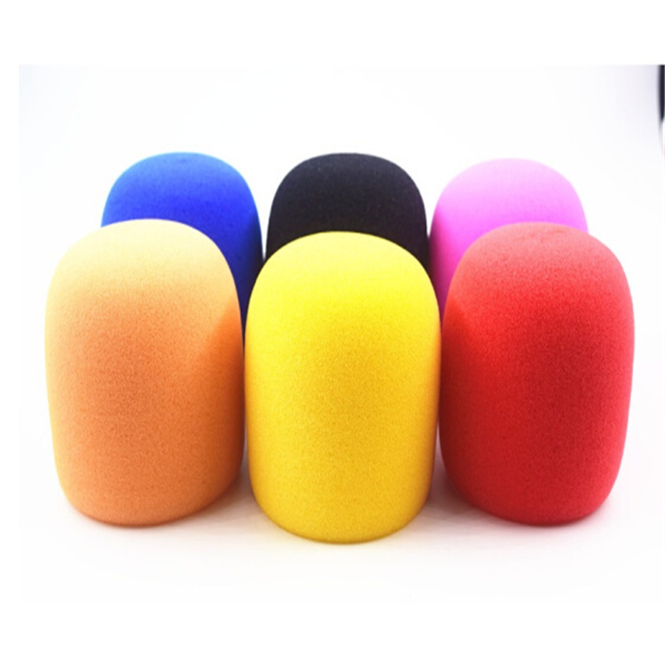 圆弧彩色植绒海绵话筒咪棉耳机海绵咪套热压双拼泡绵耳垫来图定制