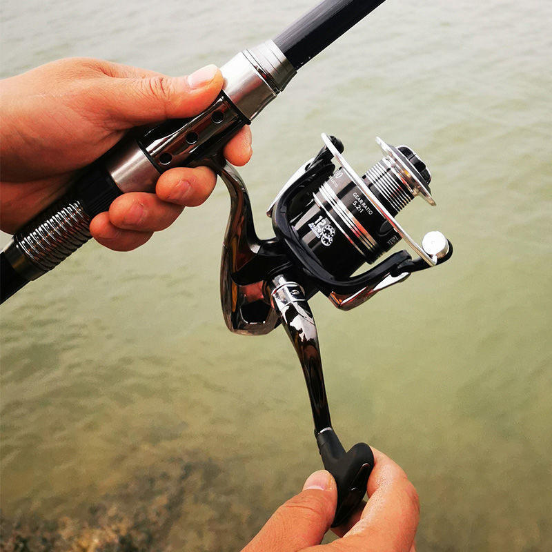 全金属海竿轮子甩杆轮路亚纺车轮不锈钢车盘摇机海杆鱼线摇轮