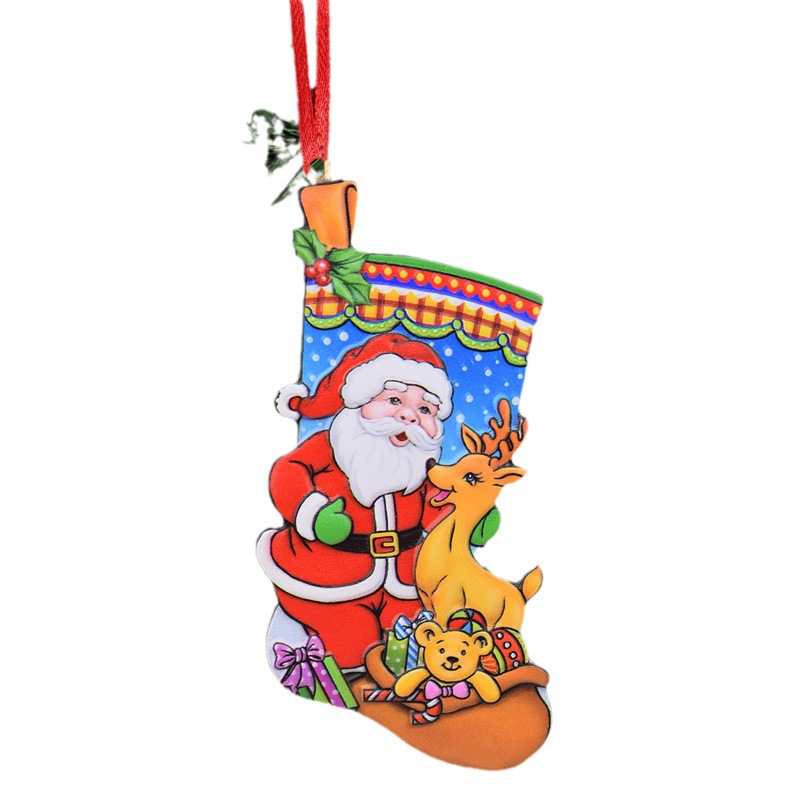 ChristmasCross-Border 2023 New Santa Snowman Decoration Christmas Tree Pendant Christmas Socks Shape Resin Ornaments