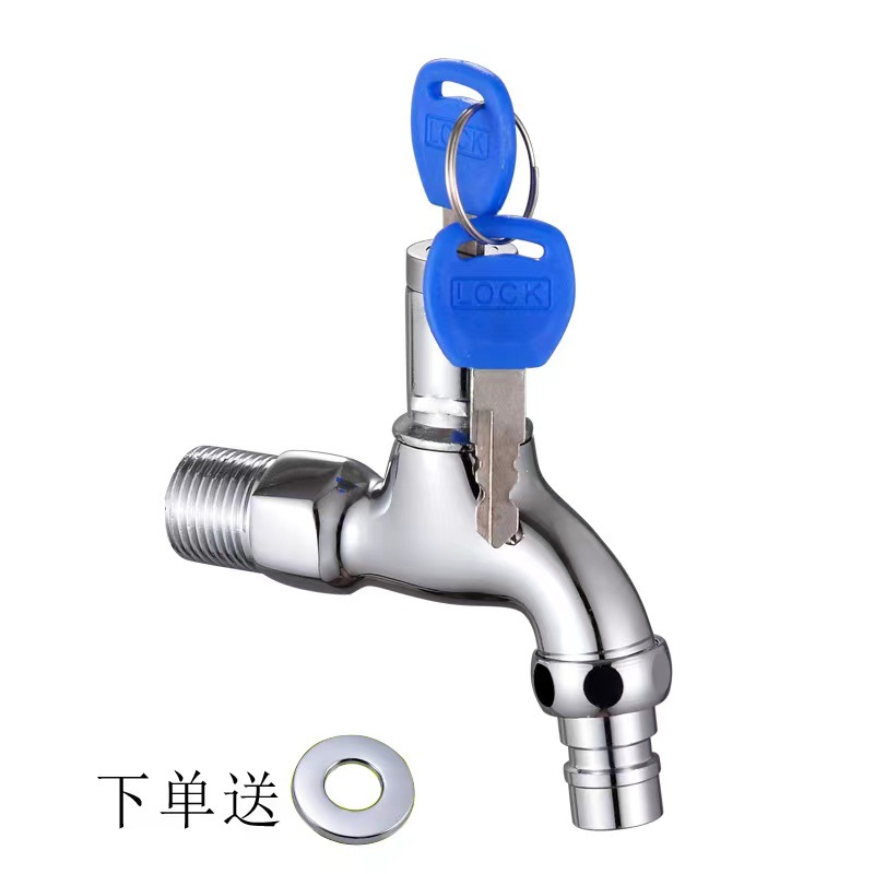 Factory Direct Sales Outdoor Anti-Theft with Lock Key Faucet Public Place Mop Pool 4 Points Quick Open Single Cold Faucet Water Tap