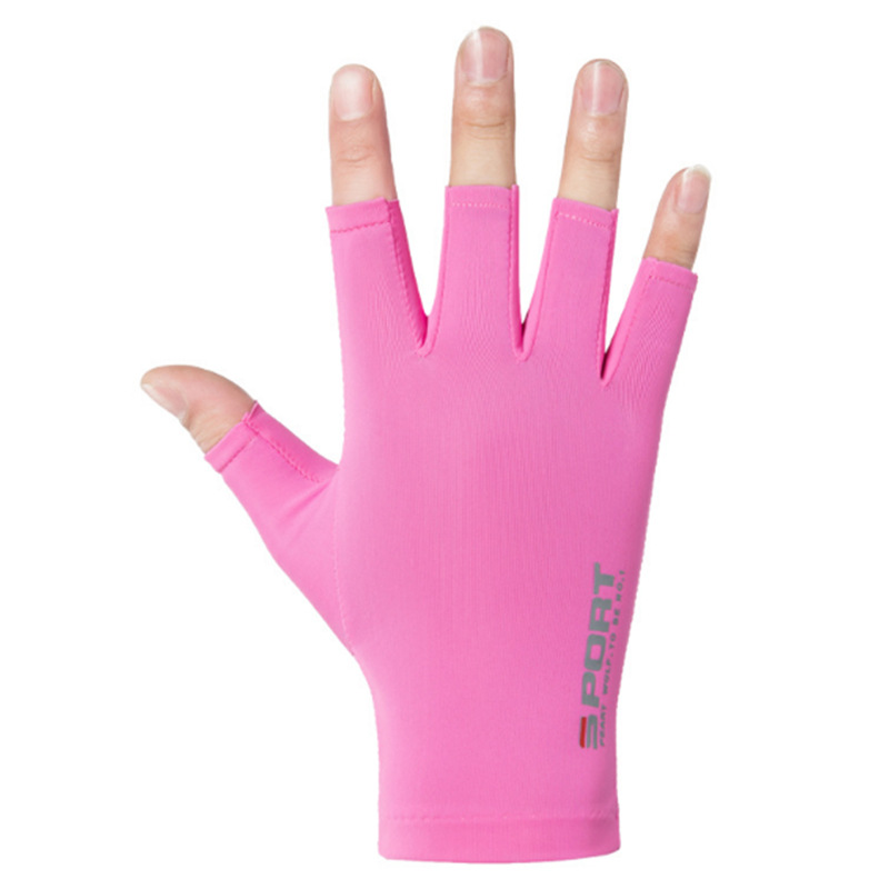 Spring and Summer Ice Silk Half-Finger Gloves for Riding Sun Protection Anti-Slip Fitness High Elastic Comfortable Quick-Drying Driving Gym Gloves