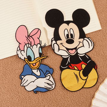 布贴丁布贴卡通可爱米奇唐老鸭大号刺绣手缝卫衣包包服装辅料批发