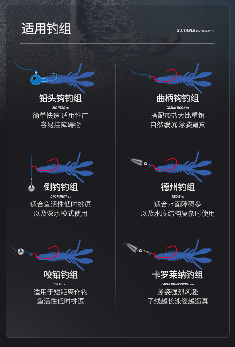 厂家直供浮水虾路亚软饵 德州钓组铅头钩盒装软虾黑坑鳜鱼鲈鱼饵