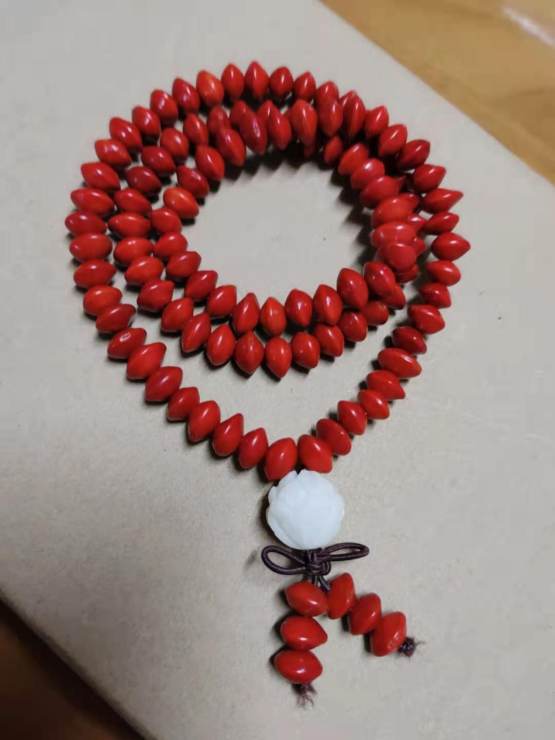 天然红心菩提子民族风百搭配饰红豆相思豆手串弹力橡筋可绕三圈
