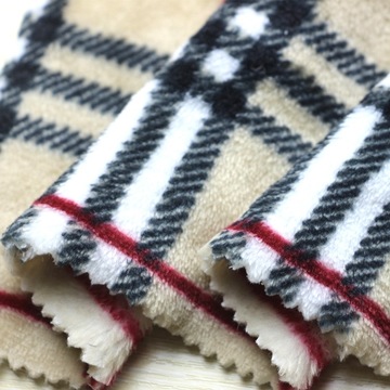 格子印花全涤双面法莱绒法兰绒毛毯浴袍面料针织印花法兰绒布面料