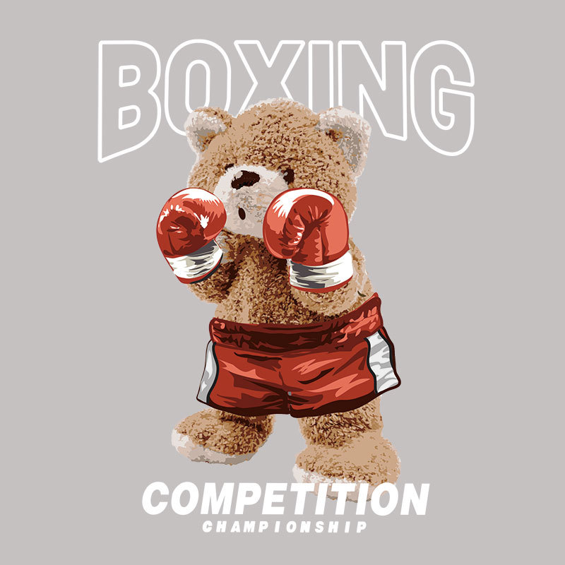 拳击小熊烫画新款衣服贴画烫画热转移印花图案热烫贴胶印印花烫图