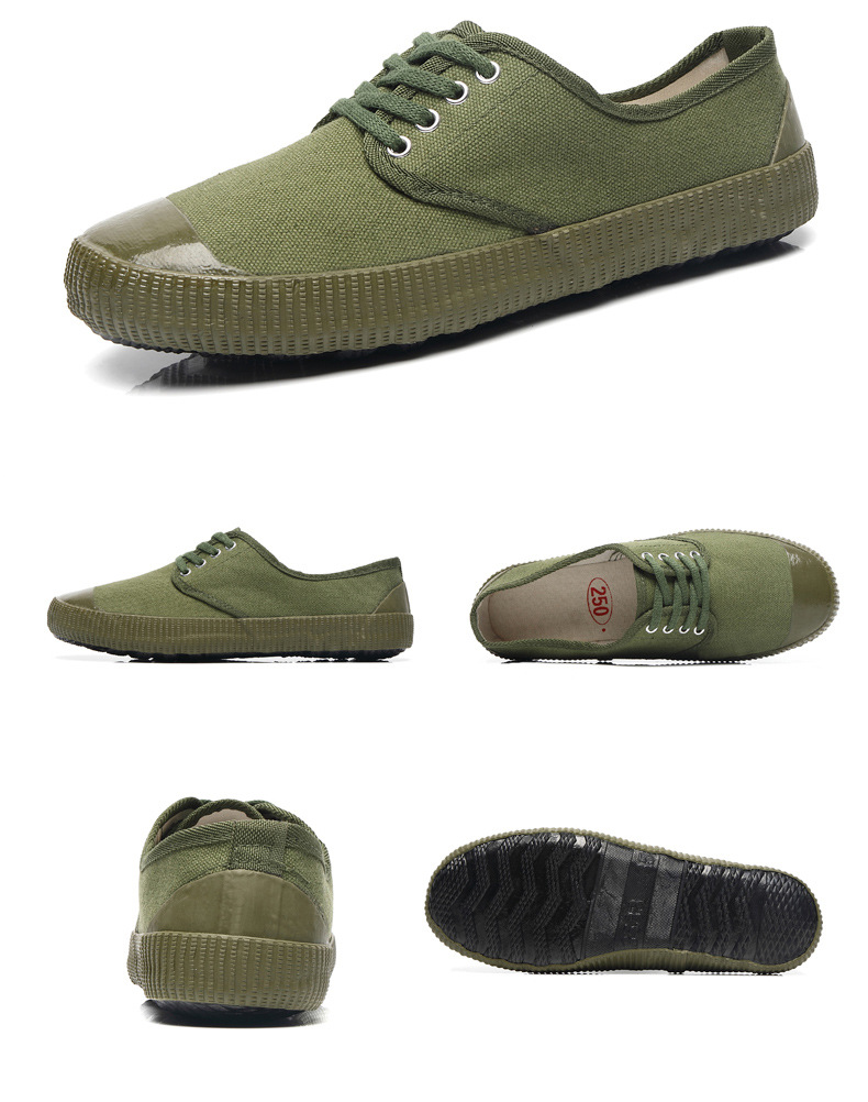 硫化橡胶底解放鞋批发 老式军鞋农民工迷彩鞋 干活耐穿帆布劳保鞋