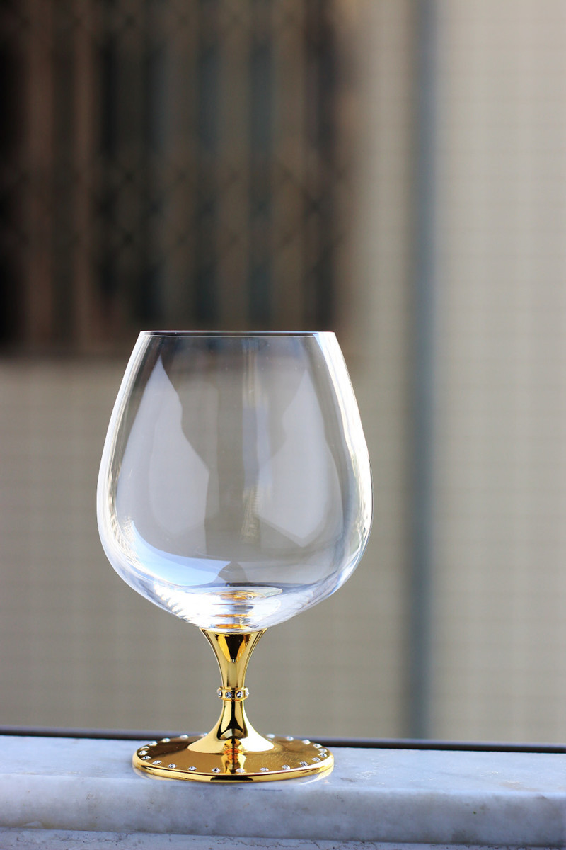 创意金属底座白兰地水晶酒杯酒吧专用红酒杯洋酒杯白兰地杯玻璃杯