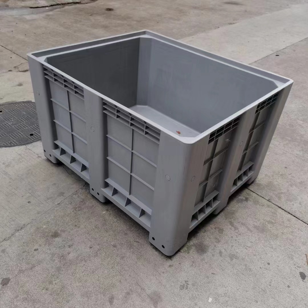 汕尾供应塑料卡板箱封闭式网格式周转箱托盘式物流箱大容量围板箱